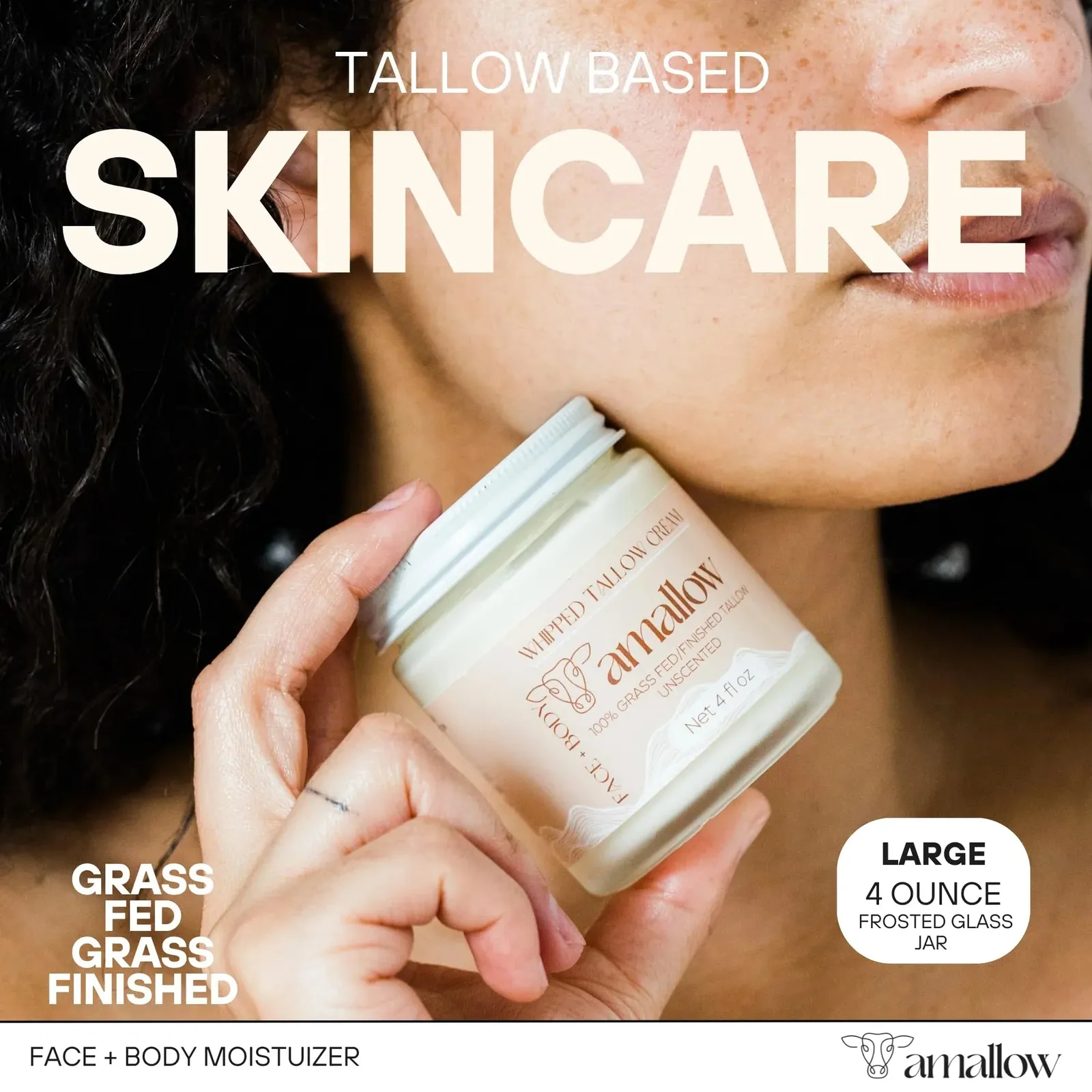 100% Grass Fed Beef Tallow for Skin Care (Clean Cloud)