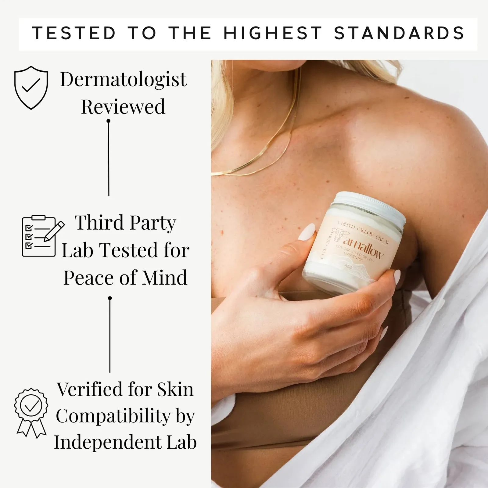 100% Grass Fed Beef Tallow for Skin Care (Unscented + Jojoba Oil)