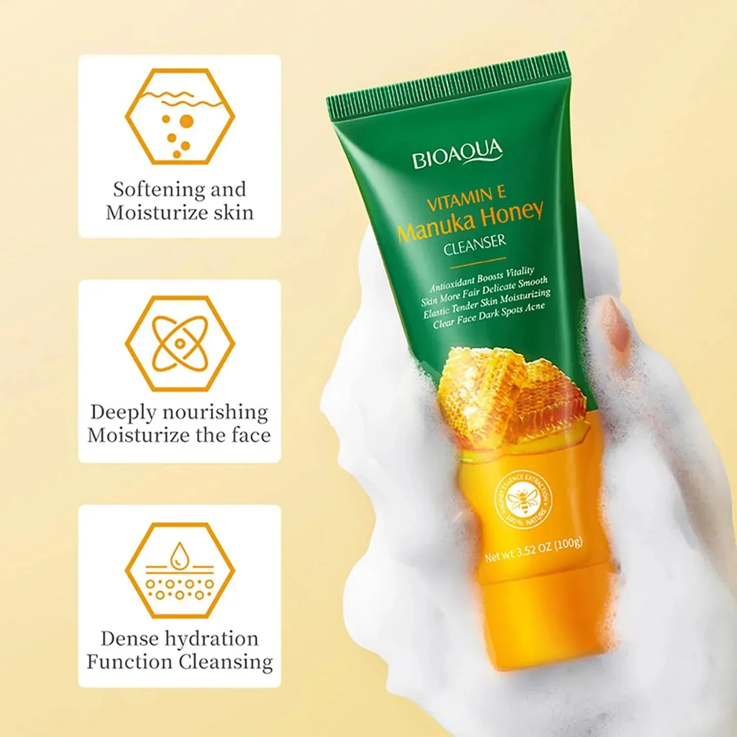 Manuka Honey Facial Cleanser Vitamin E Deep Cleansing Foam