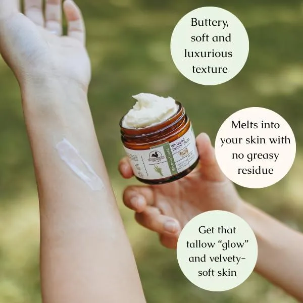 : Handmade Whipped Tallow Balm (Unscented/Herb-Infused) 1.3 oz