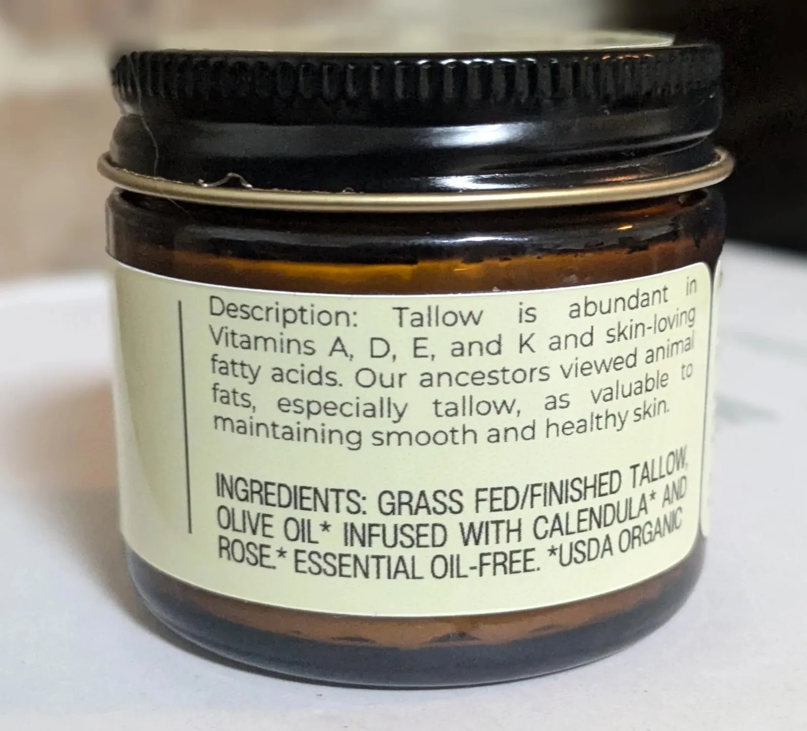 : Handmade Whipped Tallow Balm (Unscented/Herb-Infused) 1.3 oz