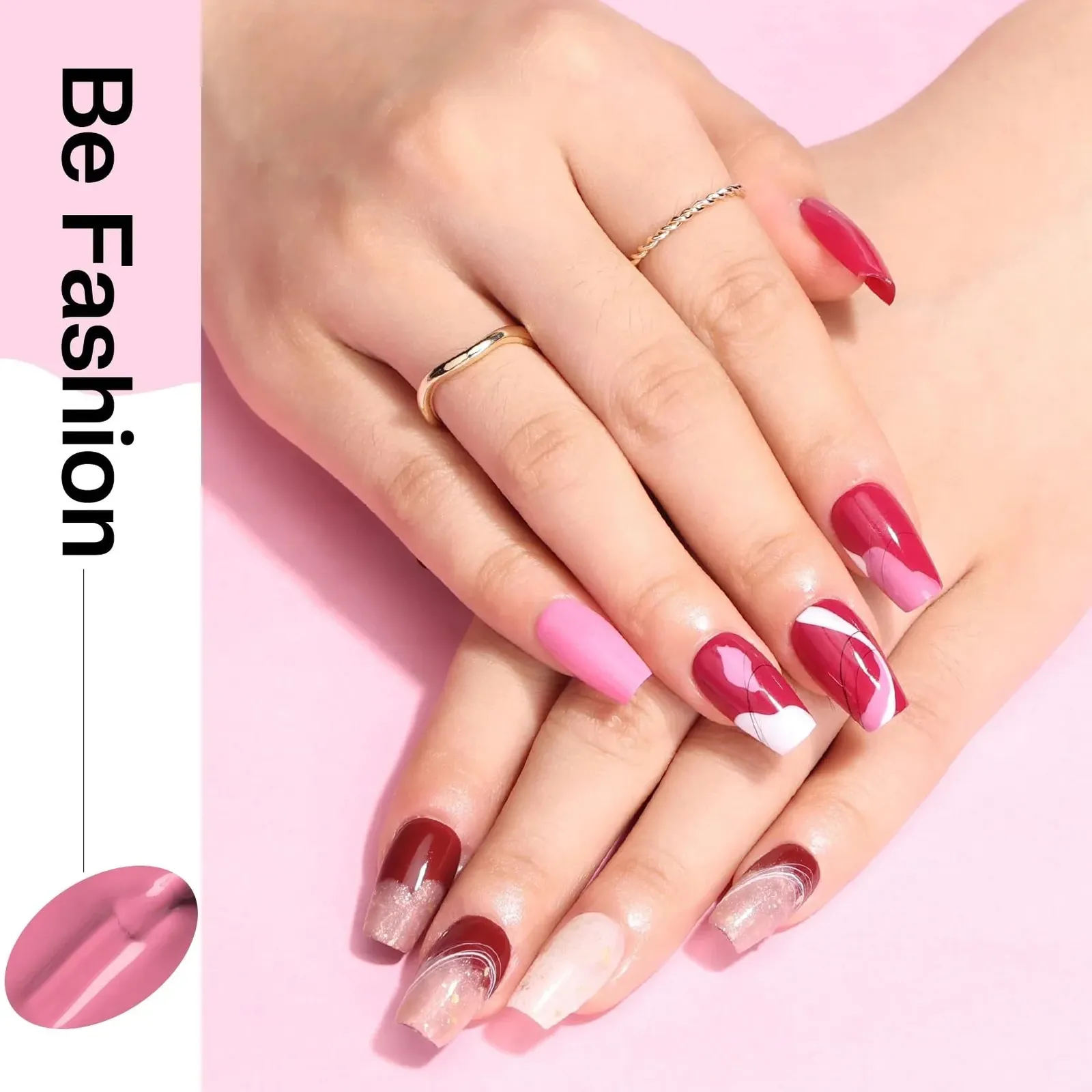 Nail Polish Set: Fall Burgundy Dark Wine Cherry Red Hot Pink