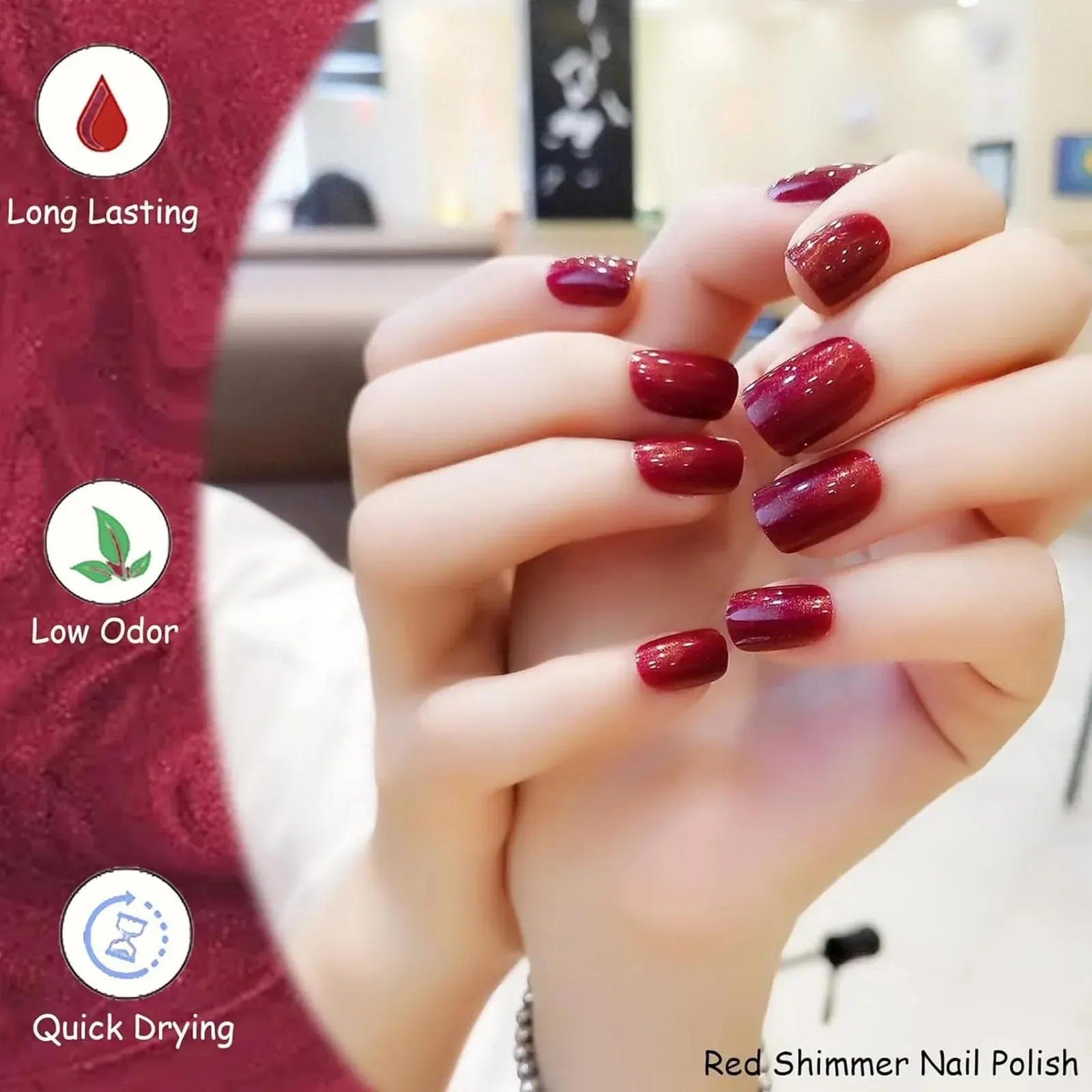 Bright Red Pearlescent Nail Polish