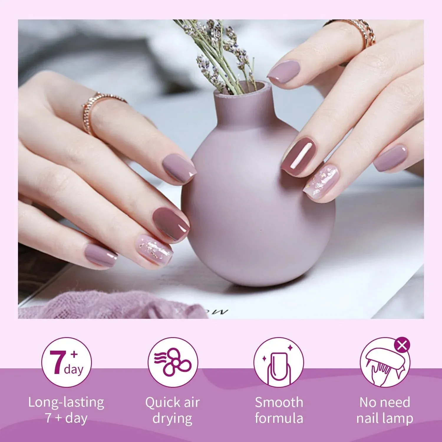 10ml Nude Pink Nail Polish Set 6 Colors Brown Red Purple