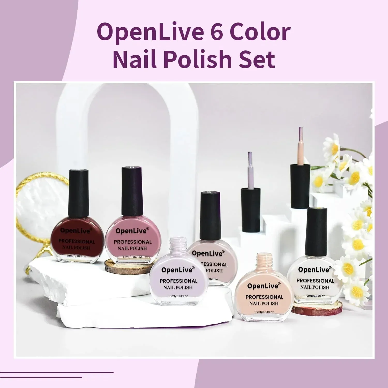 10ml Nude Pink Nail Polish Set 6 Colors Brown Red Purple