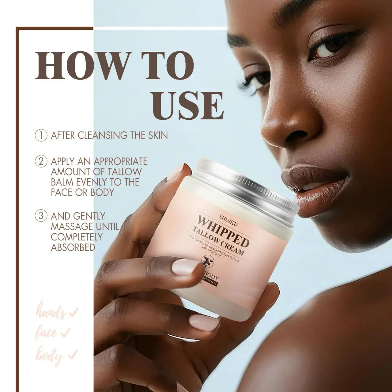 Beef Tallow for Skin with Honey Balm Moisturizer