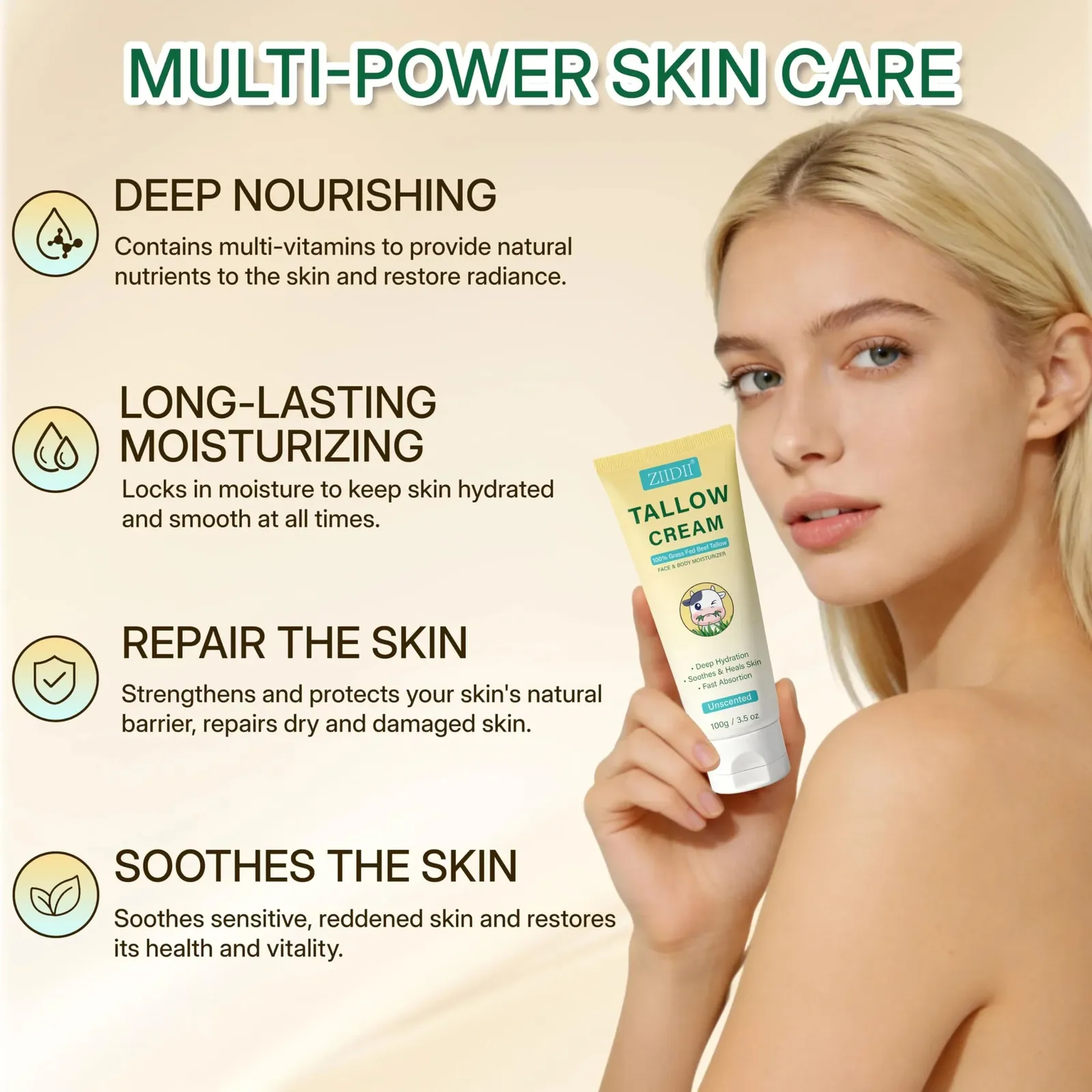 Whipped Grass Fed Beef Tallow Face Moisturizer