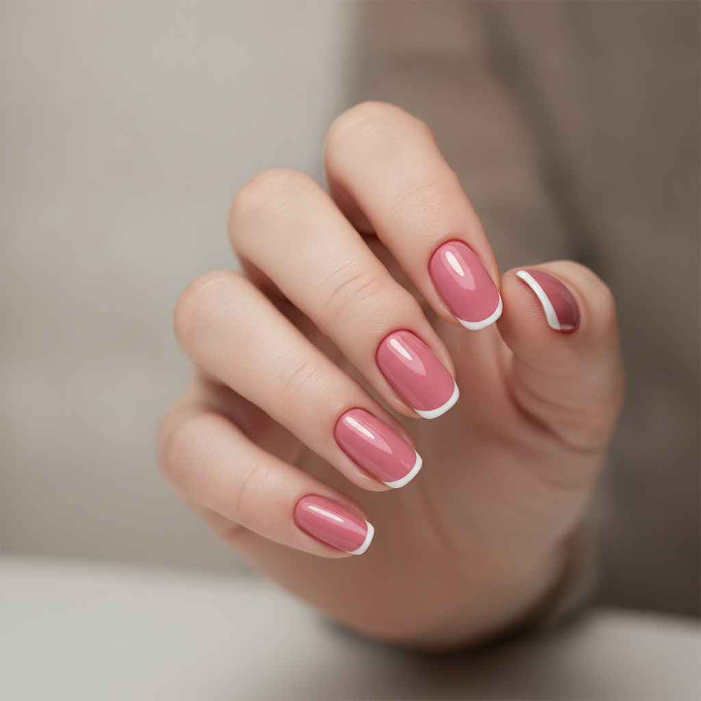 Solid color with French tip accents