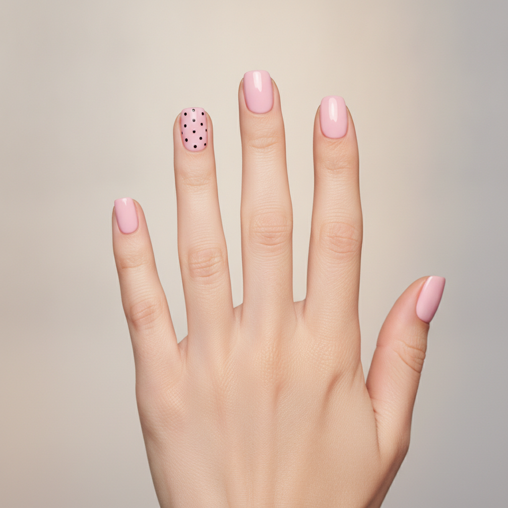 Short square with micro-dot accents