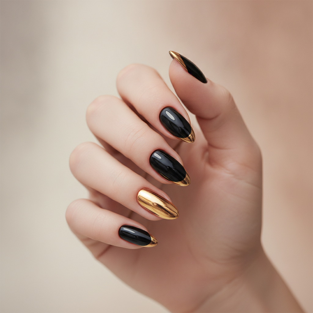 Black base with gold chrome tips