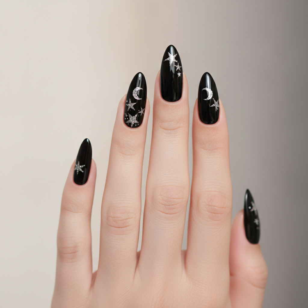 Celestial black with silver stars