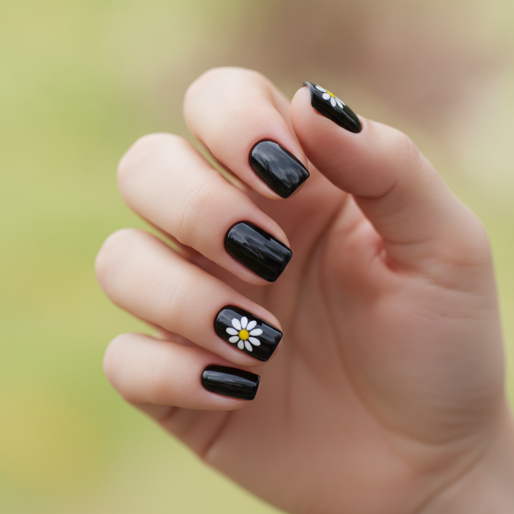Black base with daisy accents