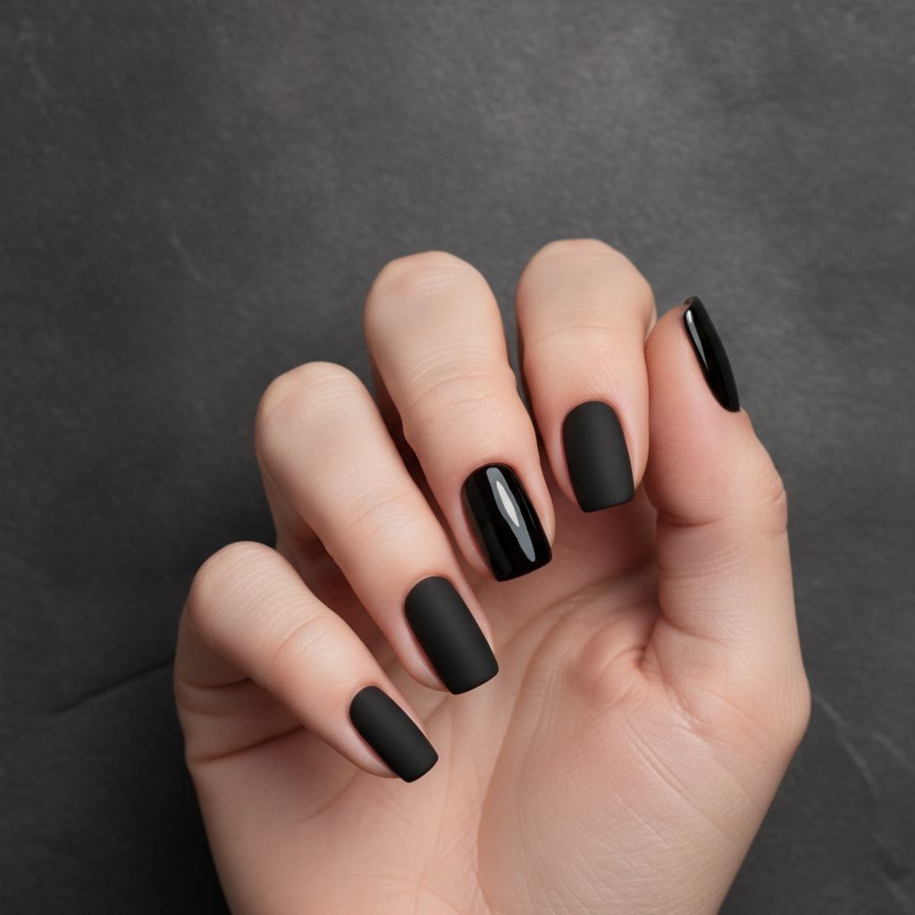 Matte black with glossy accents