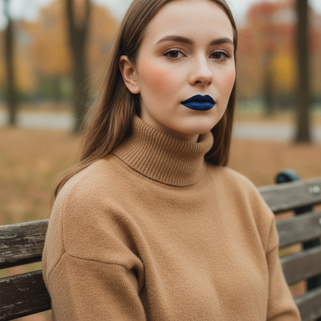 Navy matte + camel knit