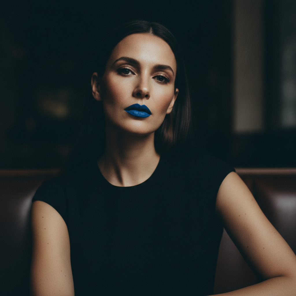 Matte blue + little black dress