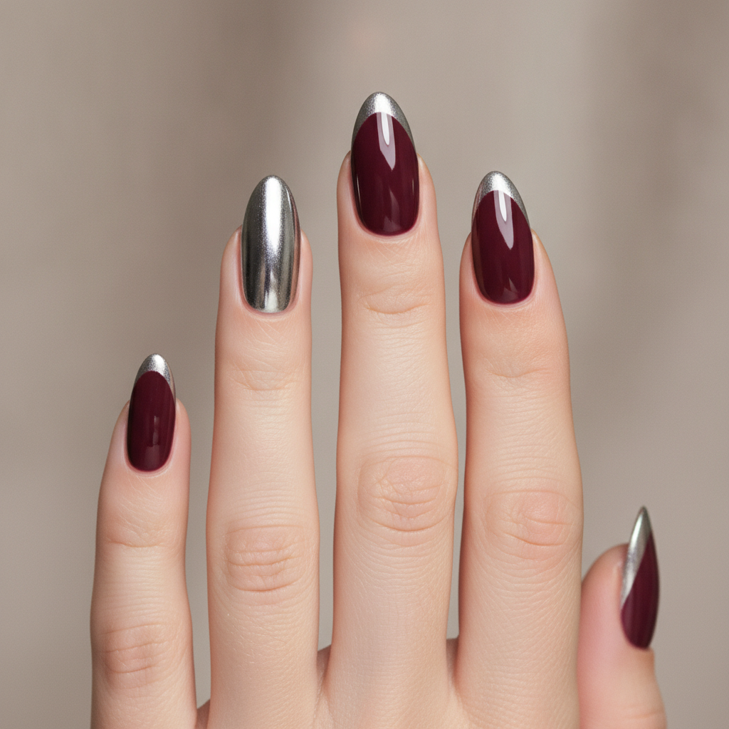 Burgundy with chrome tips