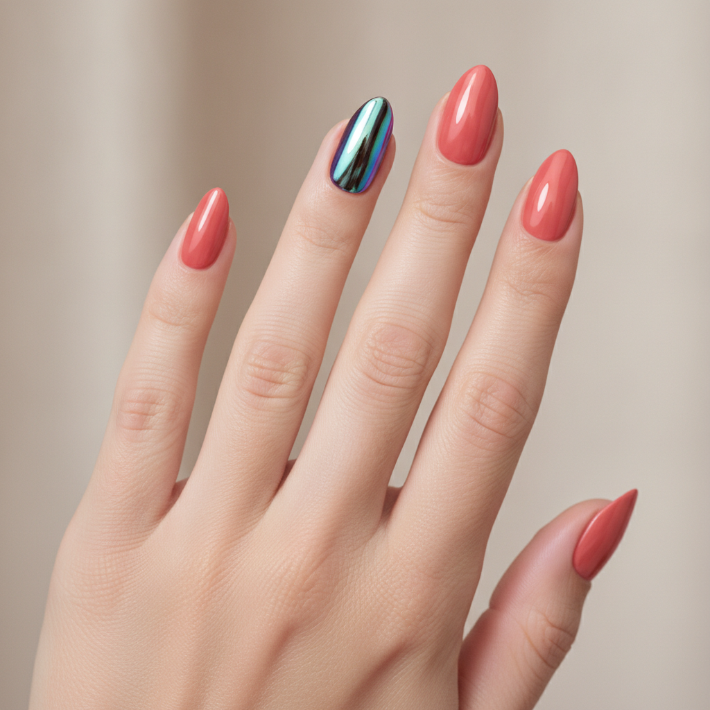 Coral with chrome tip accents