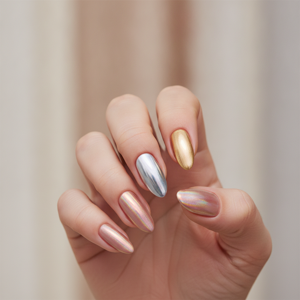 Chrome accents with holographic flash