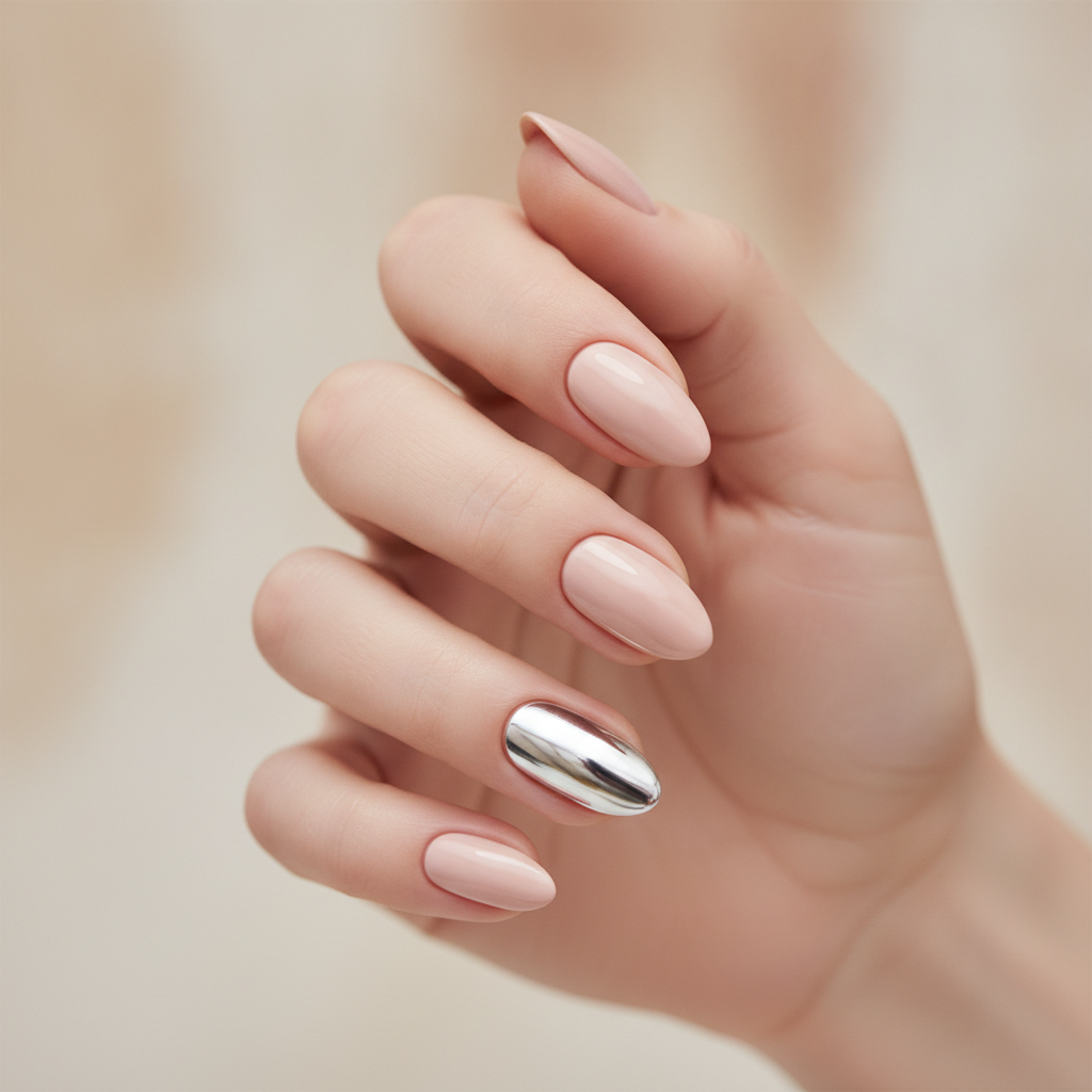 Nude set with one chrome accent