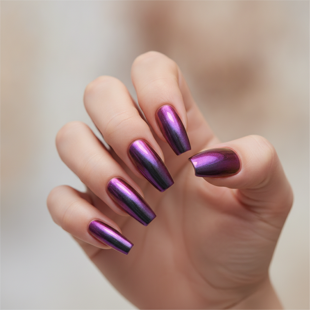 Deep purple chrome mirror