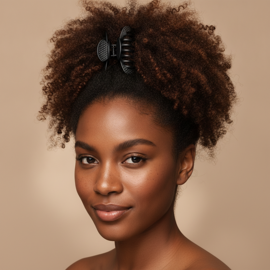 Claw on curly hair