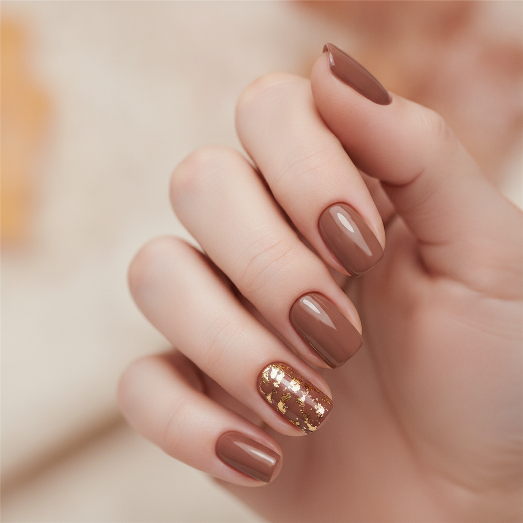 Mocha with gold leaf accents