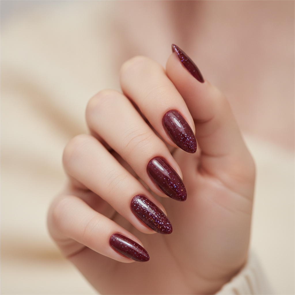 Holographic flash over burgundy
