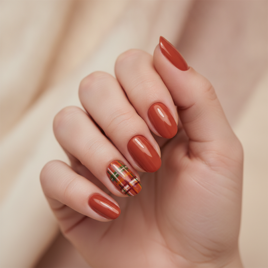 Rust field with plaid accents