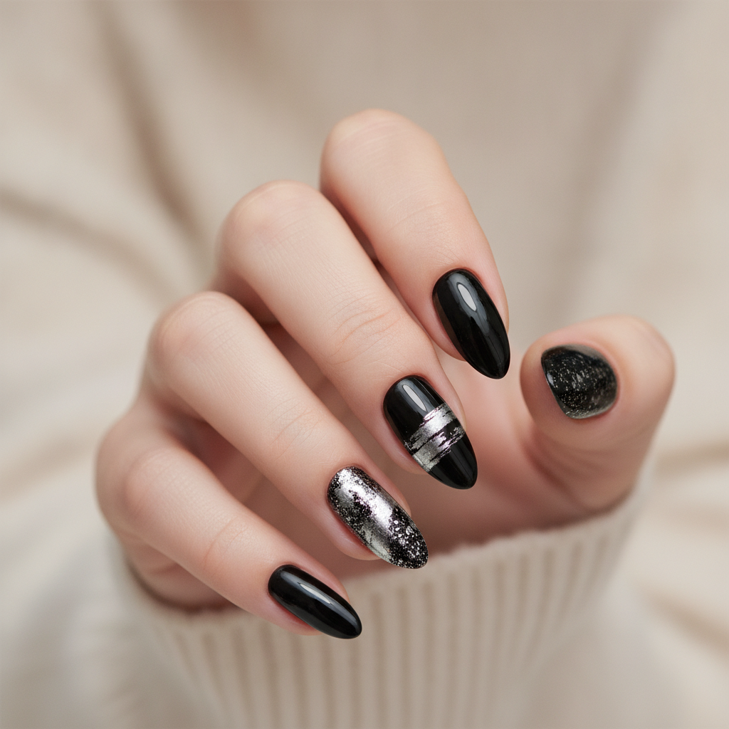 Black with silver chrome accents