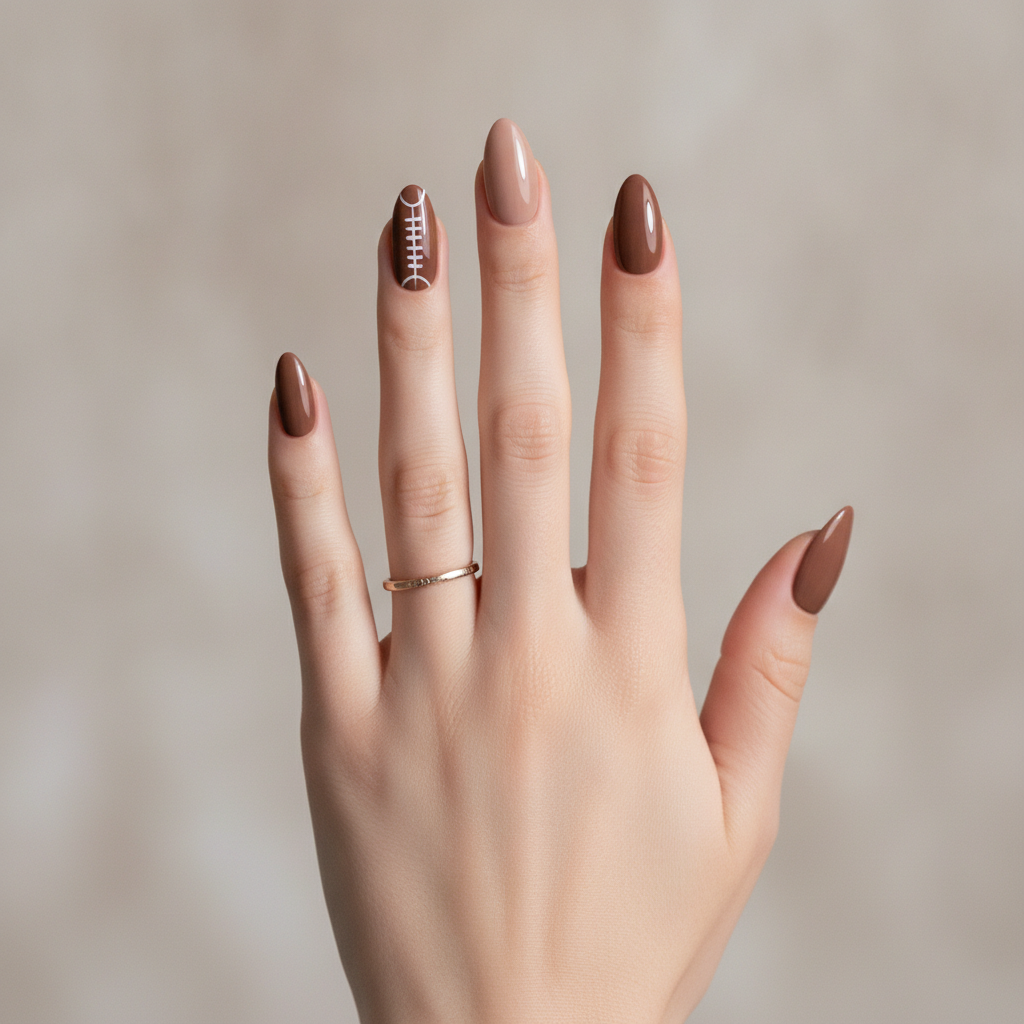 Brown field with lace accent nail