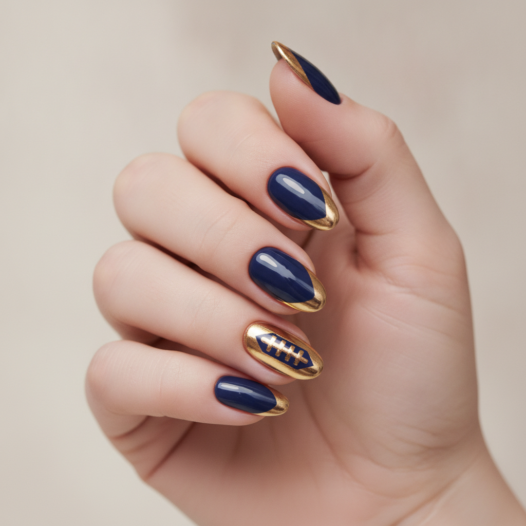 Navy with gold chrome tips