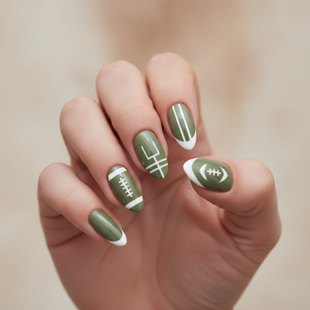 Turf green with white French tips
