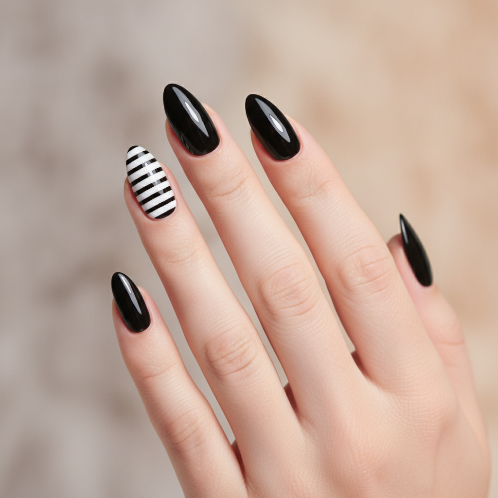 Black with referee stripe accents