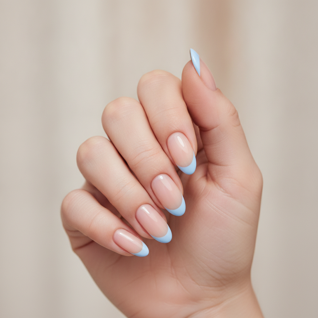 Soft blue French tips