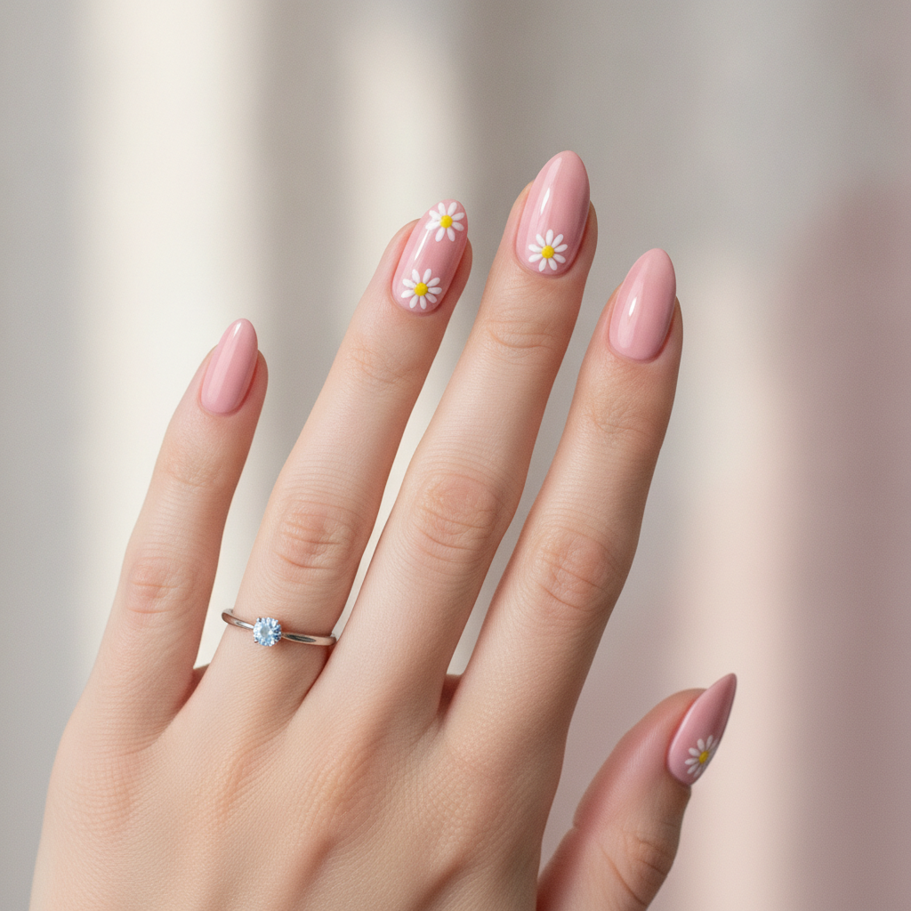Pastel base with tiny daisy accents