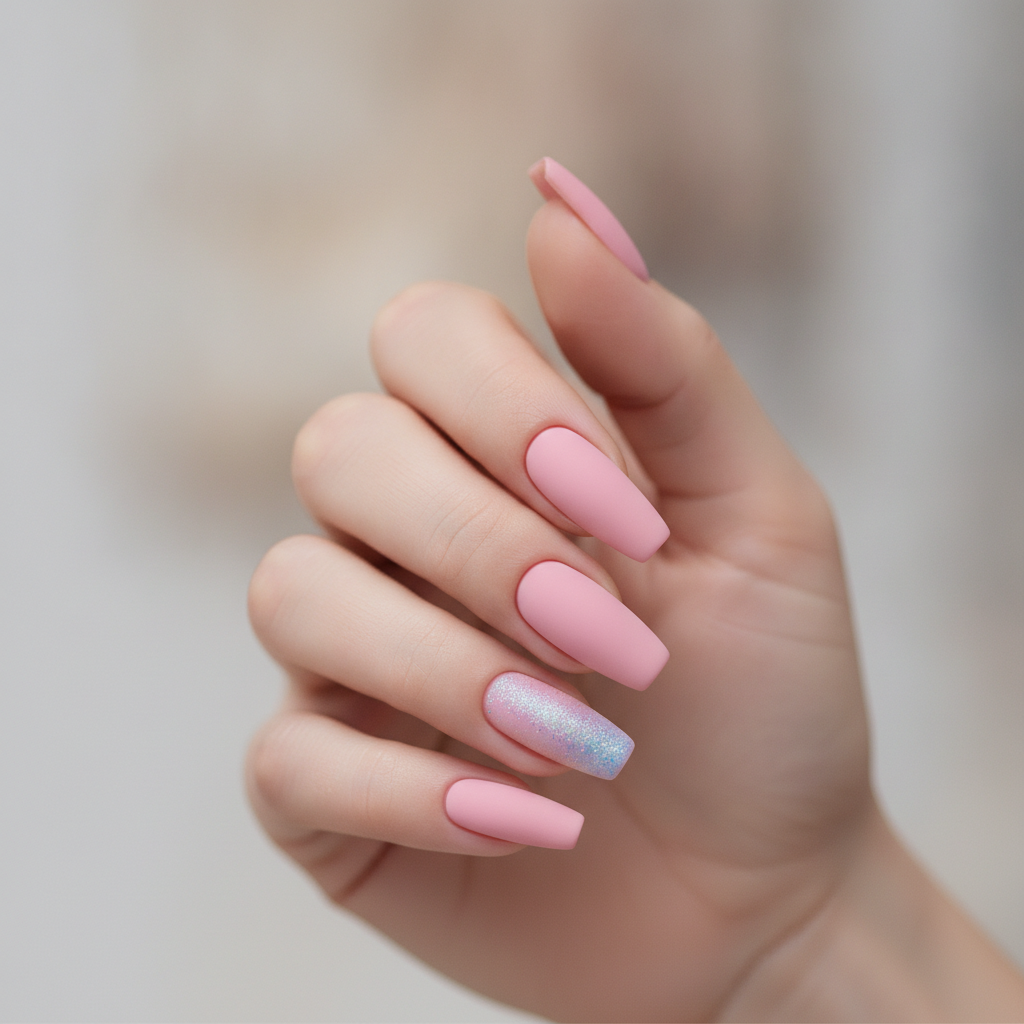 Matte soft pink coffin