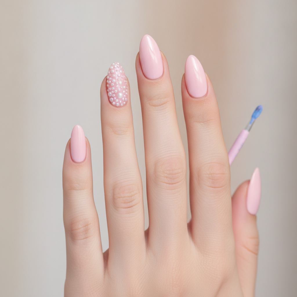 Soft pink with pearl accents