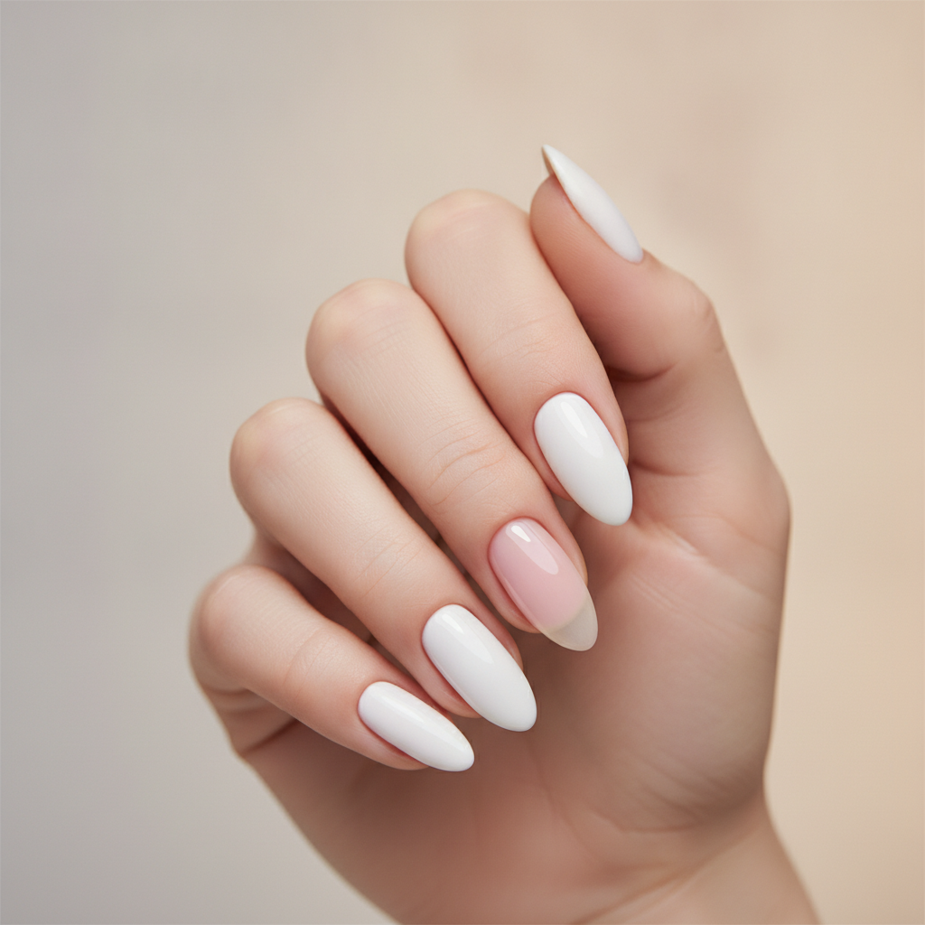 Milky white with one mystery accent