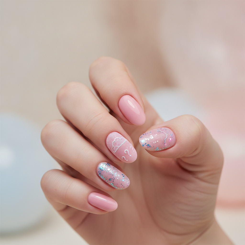 Matte pastel with glossy accent nails