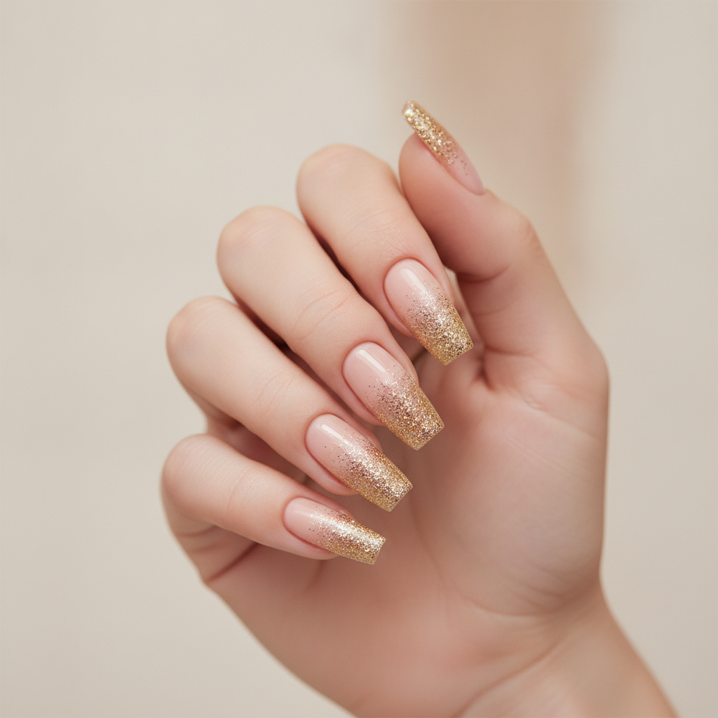 Champagne glitter ombré