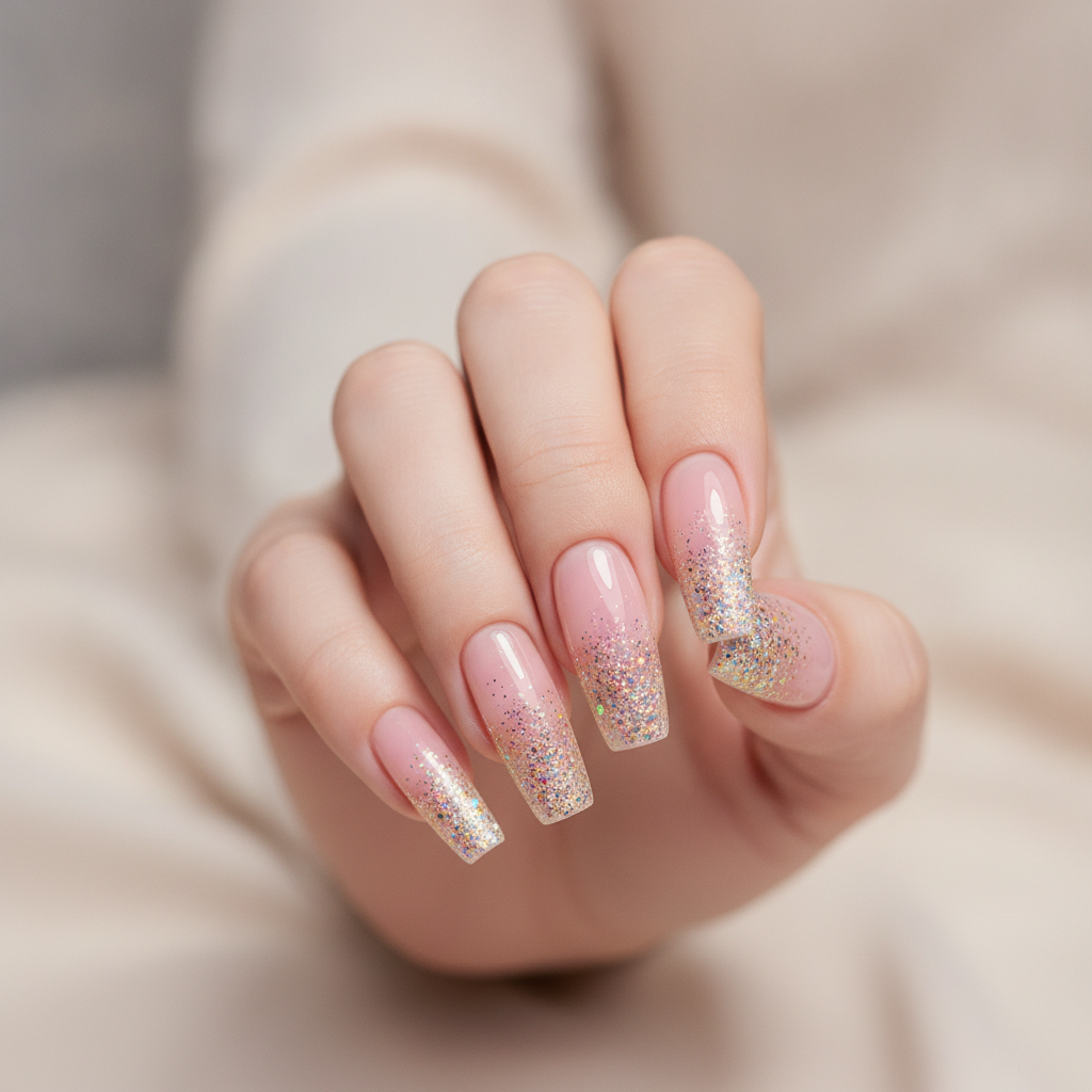 Soft pink glitter gradient