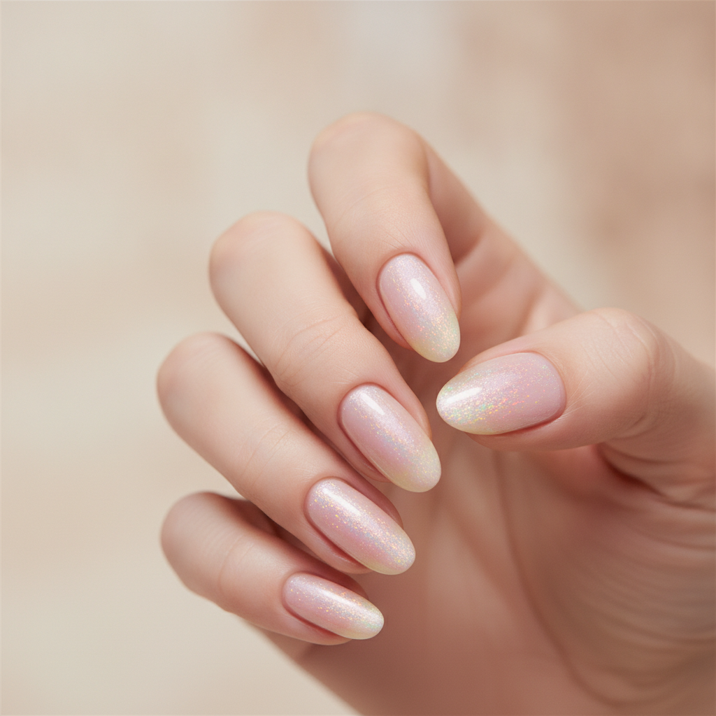 Nude base with holographic flash