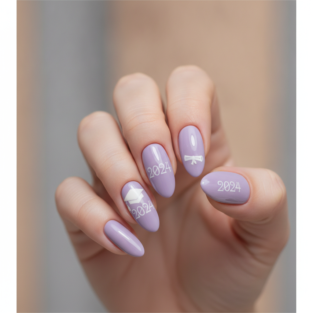 Soft lilac cream manicure