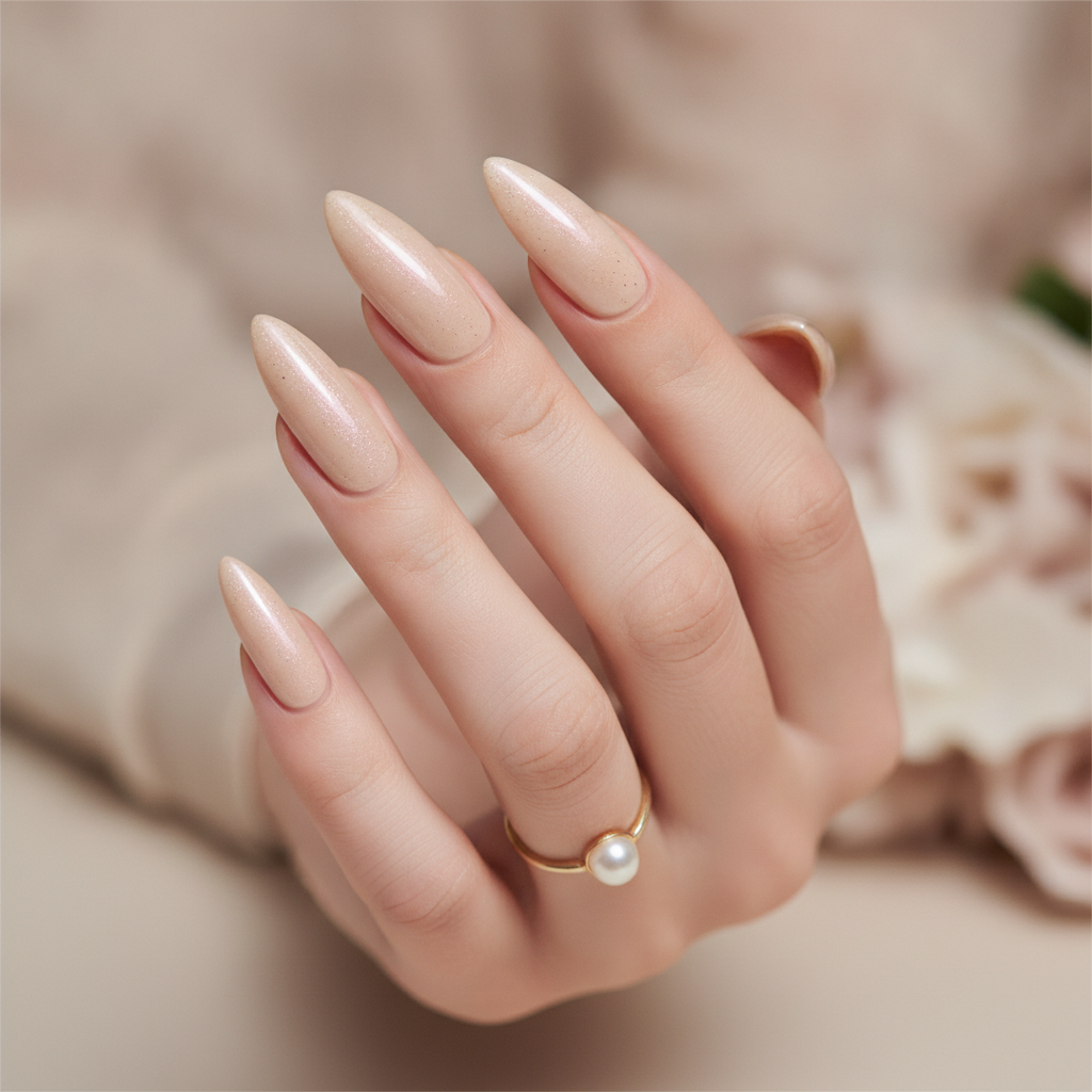 Long champagne stiletto glam