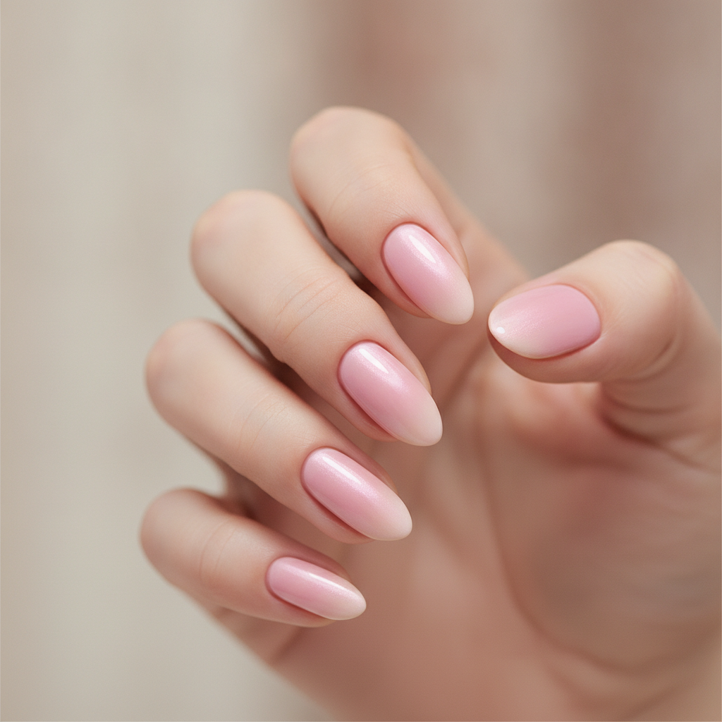 Opaque soft pink with pearl sheen