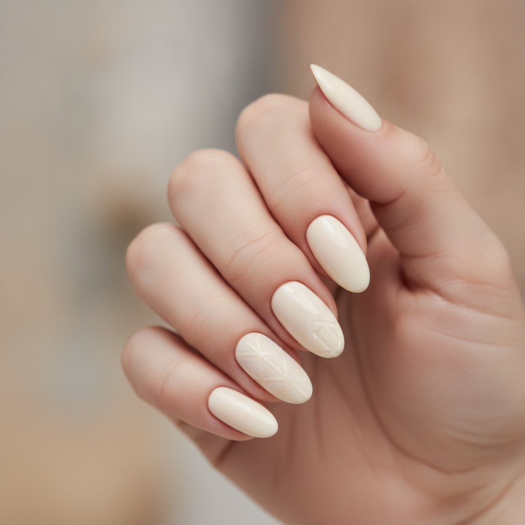 Matte ivory with glossy accents