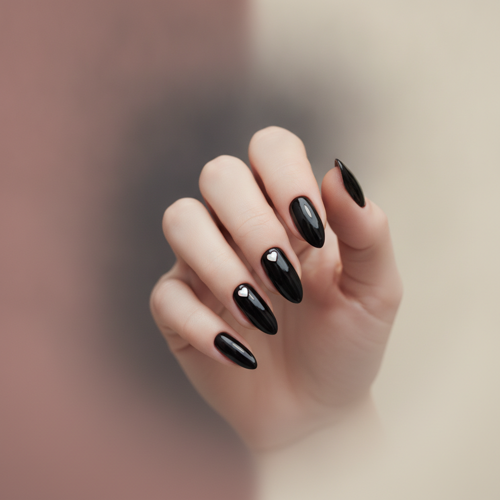 Black with tiny heart accents