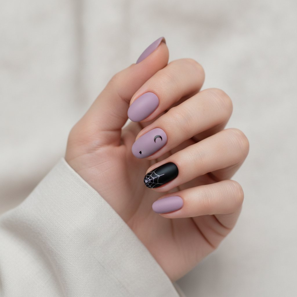Soft lilac with black accents