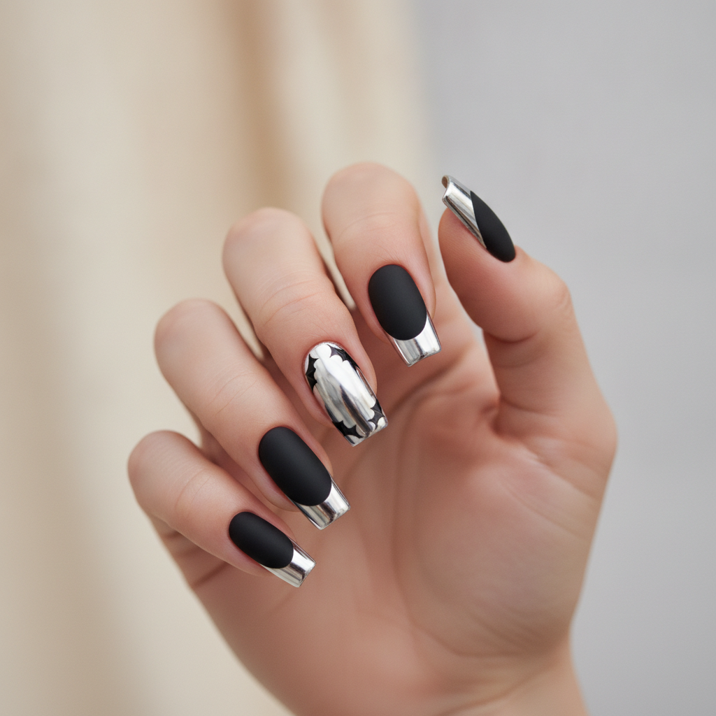 Matte black with chrome tips
