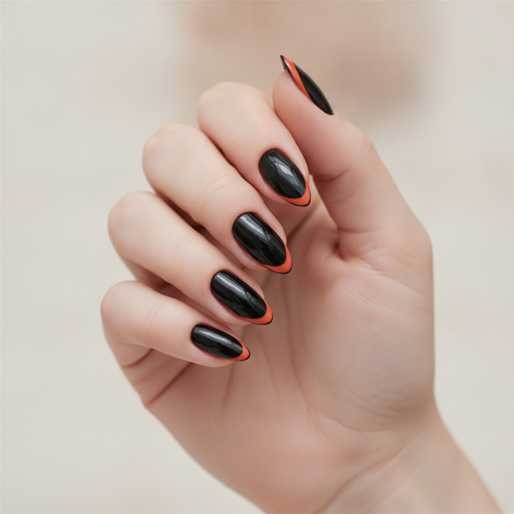 Black base with orange French tips